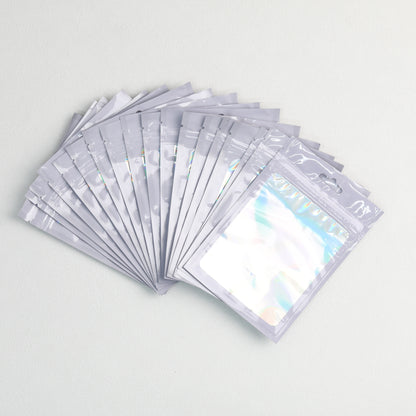 Zip Lock Bags 10.5x15cm Holographic PE Plastic Clear Window 50pcs
