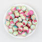 15mm Floral Pattern Silicone Beads Pastel Print 50pcs - Spirit Lady