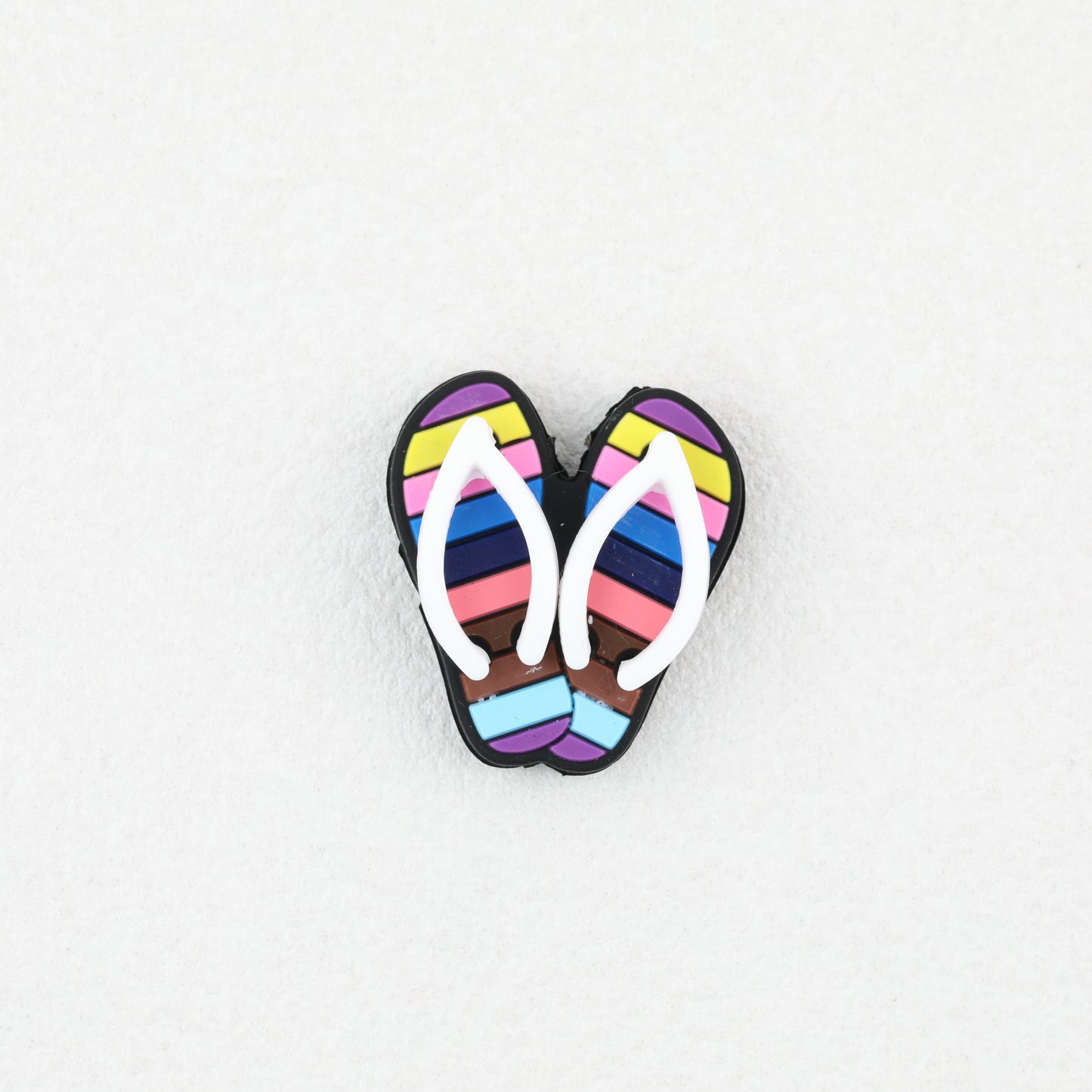 3D Colorful Flip Flop Silicone Focal Beads Multicolor Striped 20pcs 5