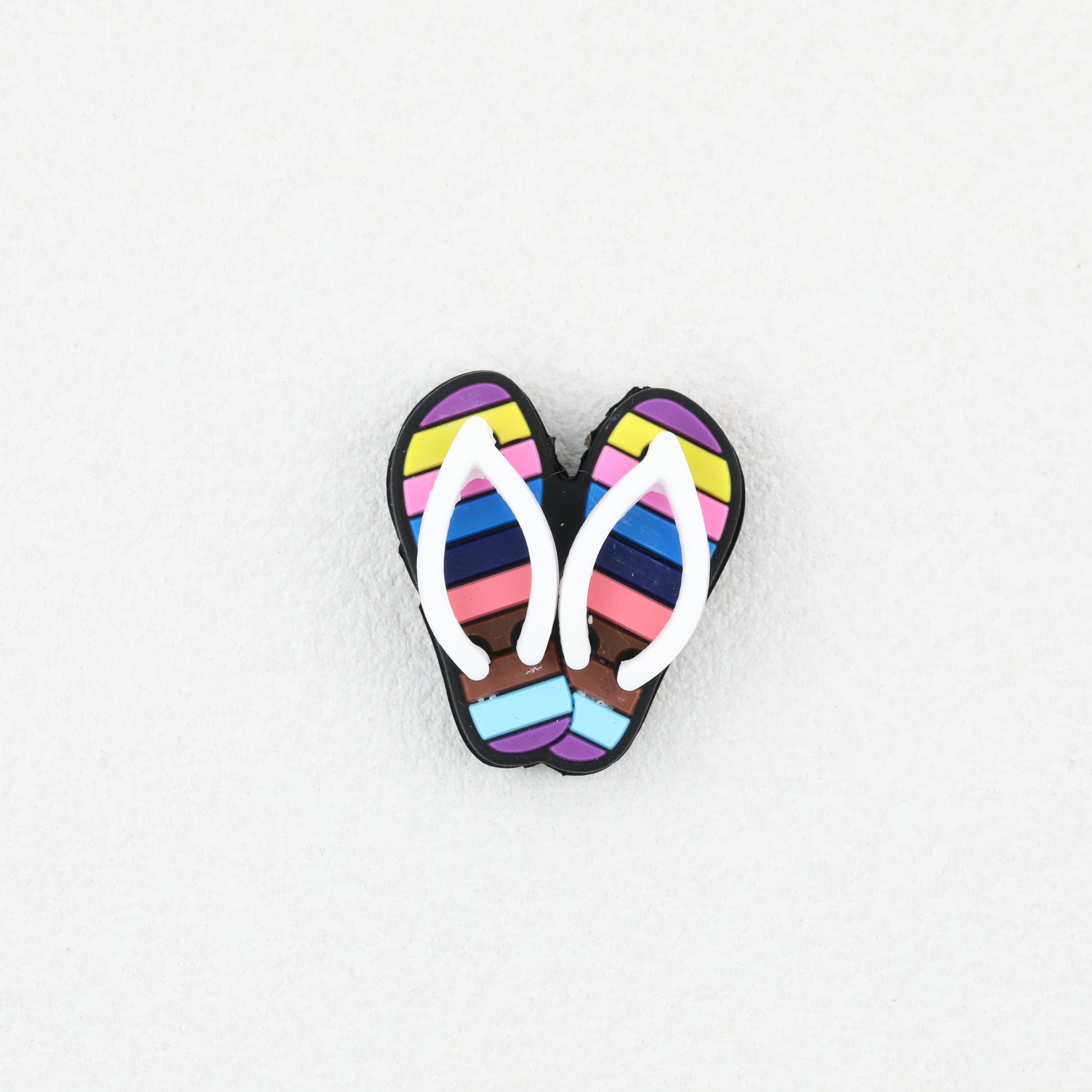 3D Colorful Flip Flop Silicone Focal Beads Multicolor Striped 20pcs 5