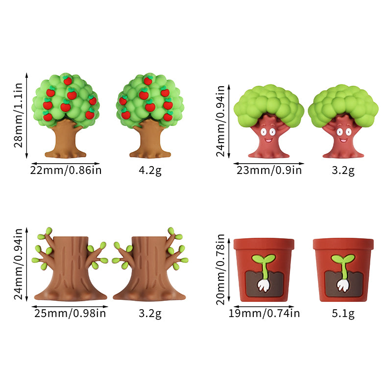 Silicone 3D Green Tree and Potted Plant Focal Beads 20pcs 10