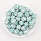 15mm Patterned Silicone Round Beads Geometric Printed Designs 50pcs - Swirl
