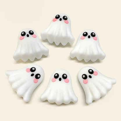 Silicone 3D Focal Beads Halloween Ghost Blushing Cheeks 20pcs