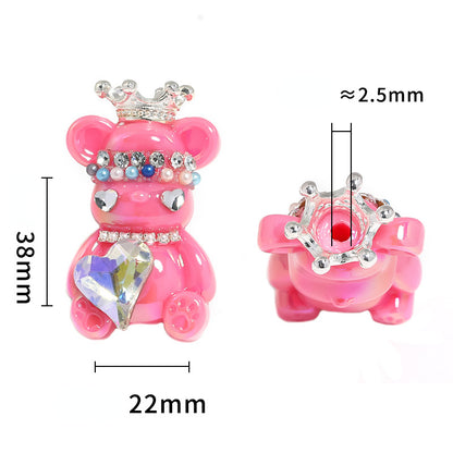 Crown Bear Acrylic Beads 22x38mm Glossy with Jewels 5pcs 4