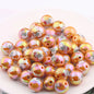 UV Plating Acrylic Beads 16mm Christmas Wreath and Reindeer Printed 20pcs 7