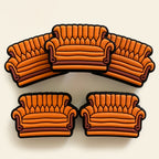 Silicone Focal Beads Sofa Plush Tufted Orange 20pcs