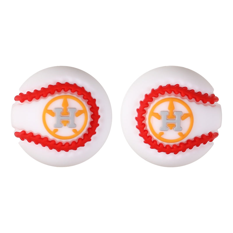 Silicone 3D Focal Beads Baseball Team Bright Red Stitches Team Initials 20pcs 13