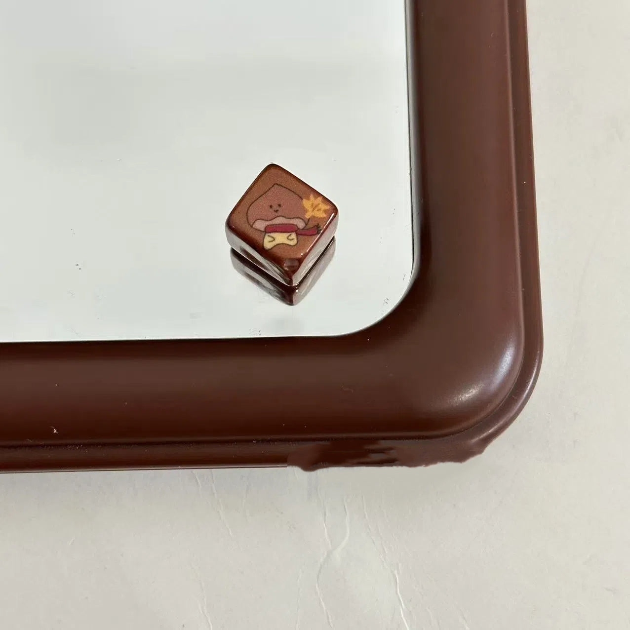 Square Acrylic Beads 12mm Coffee Colored Chestnut Pattern Diagonal Hole 10pcs 3