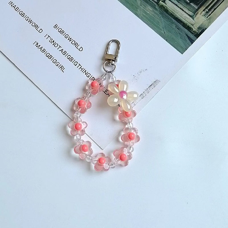 Acrylic Flower Beaded Keychain Pastel Translucent Floral Charm 10