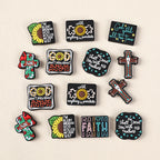 Silicone Focal Beads Jesus Faith Cross With Holly Cardinal 20pcs 7