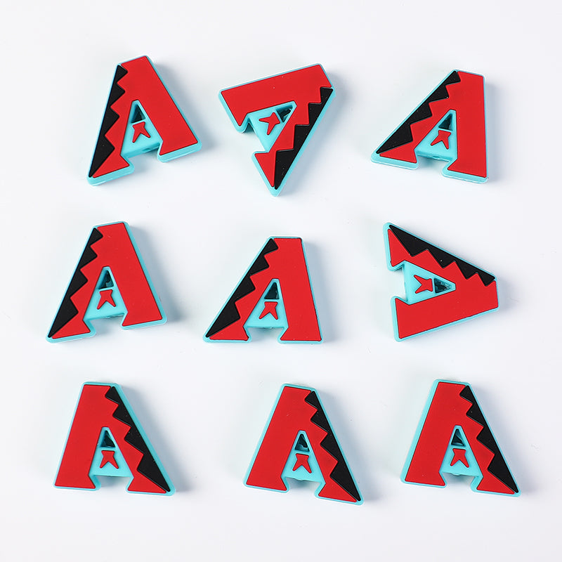 Silicone Focal Beads MLB Diamondbacks Red Letter A Cutout Star 20pcs