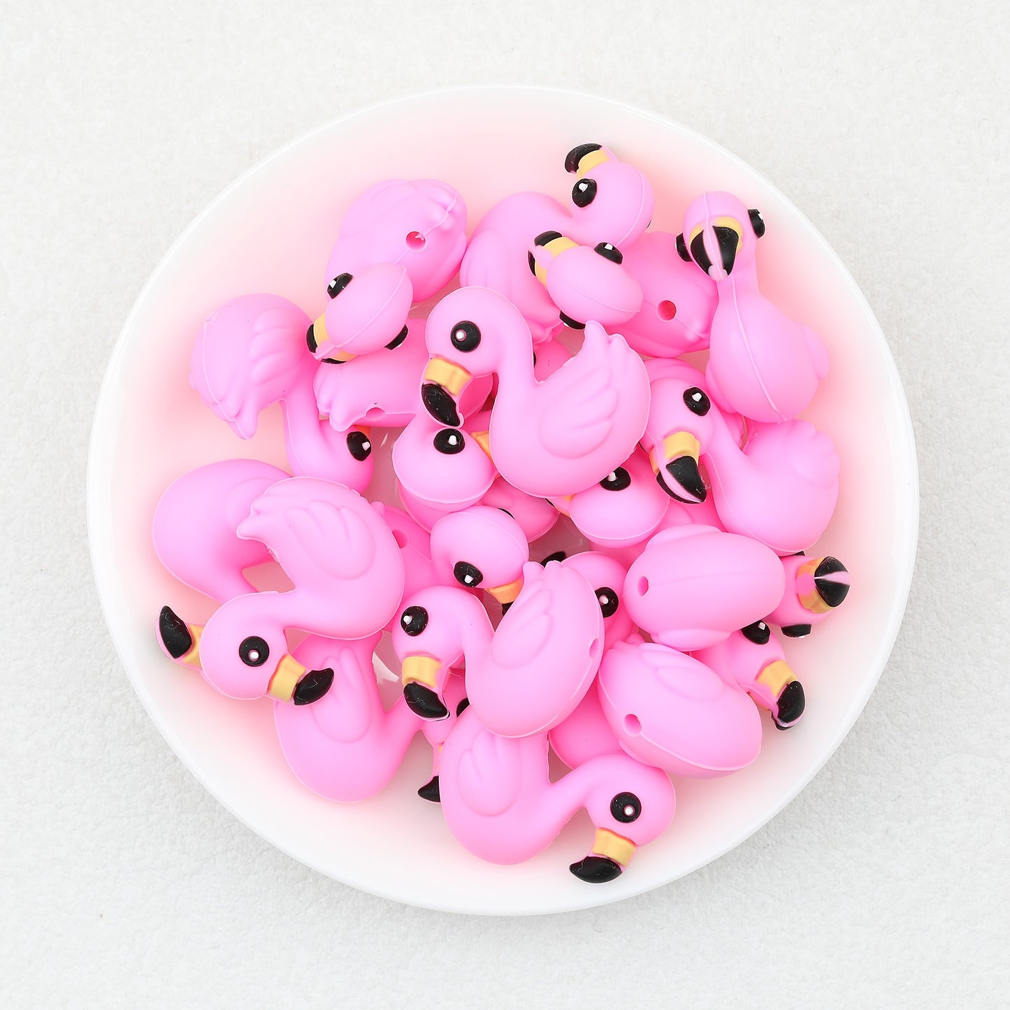 Cute 3D Flamingo Silicone Focal Beads Pink 20pcs 4