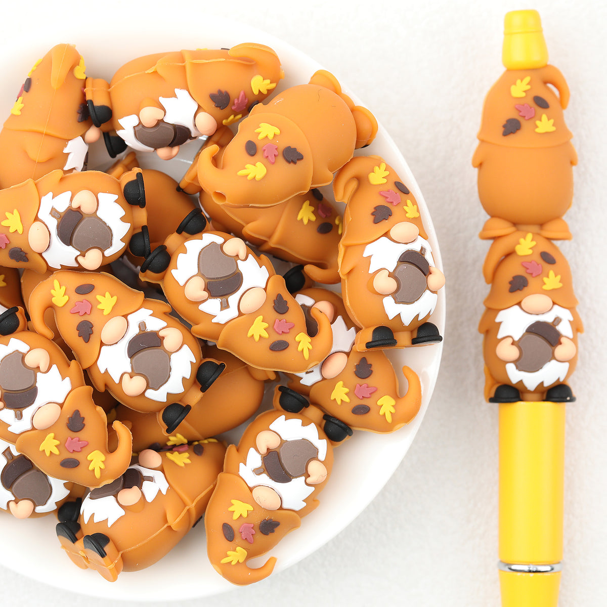  3D Thanksgiving Pinecone Dwarf Silicone Focal Beads 20pcs