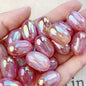 Electroplated Opal Jujube Shaped Resin Beads 21mm Iridescent 10pcs 10