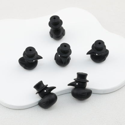 3D Black Crow Hat Silicone Focal Beads 20pcs 3
