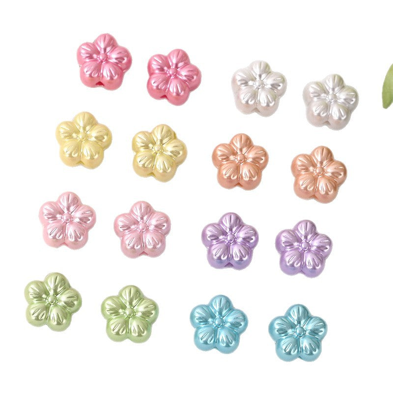 Pearl Shine Acrylic Plum Blossom Flower Beads 12mm 130pcs 5