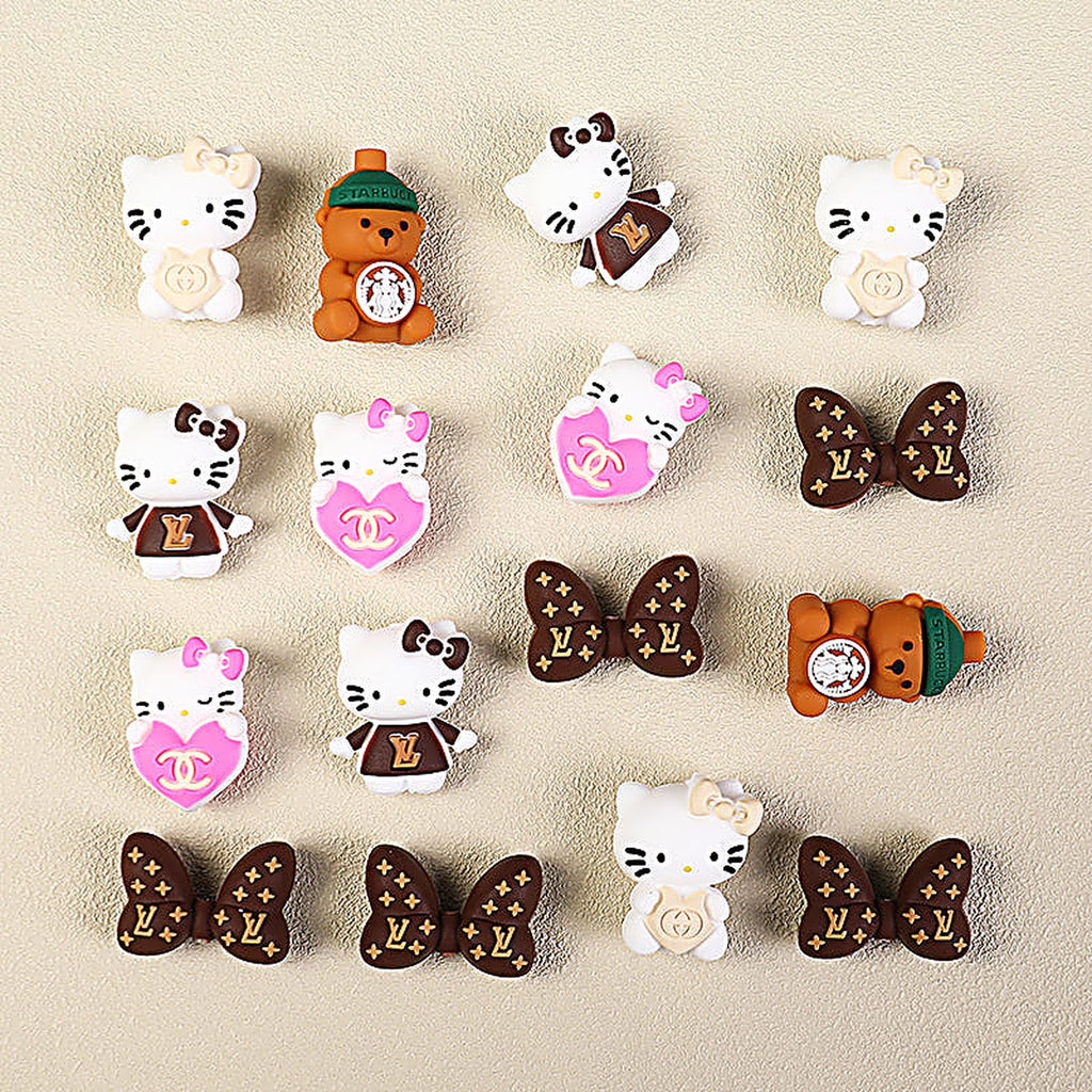 3D Designer Style Silicone Focal Beads Cat Bear Heart Shapes 20pcs