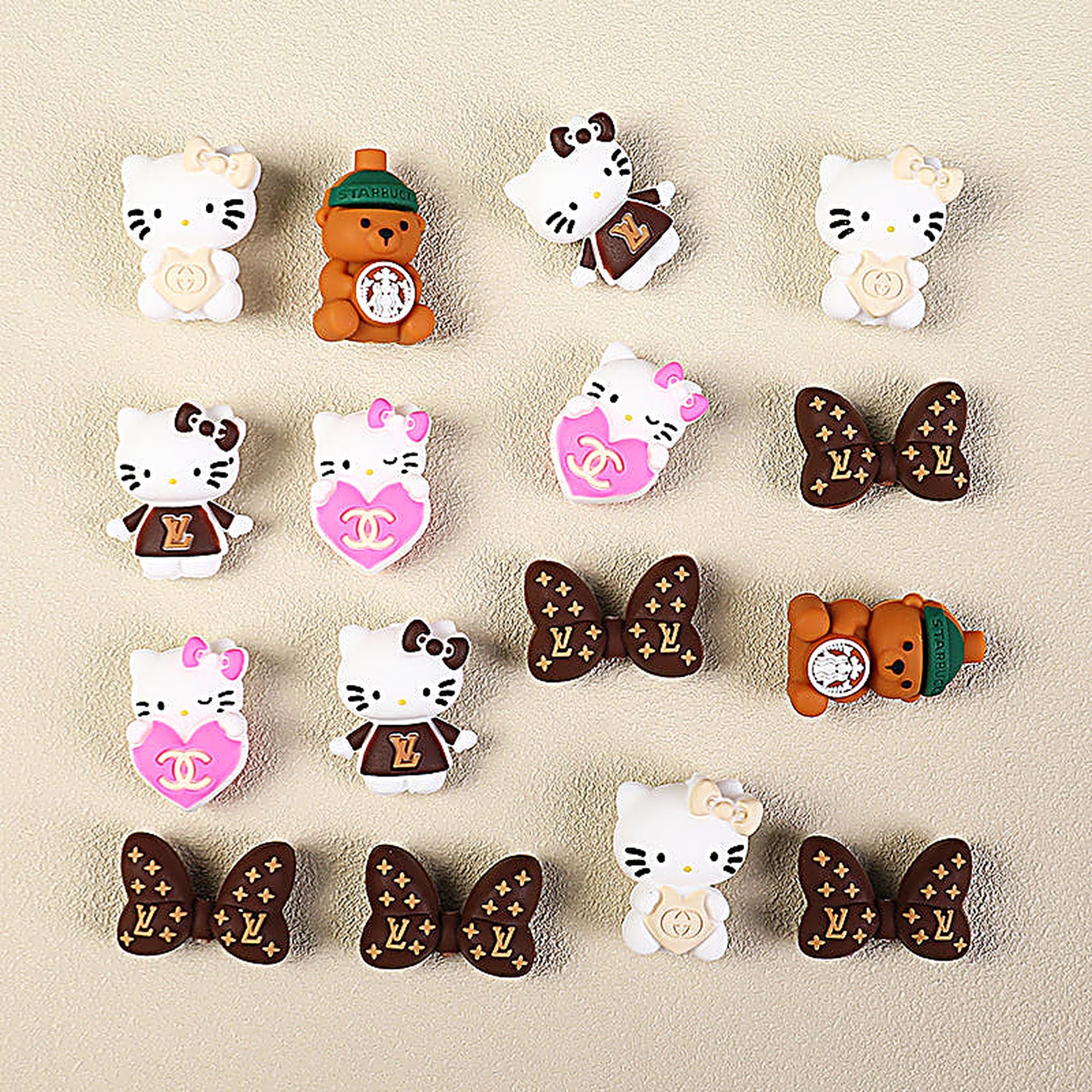 3D Designer Style Silicone Focal Beads Cat Bear Heart Shapes 20pcs