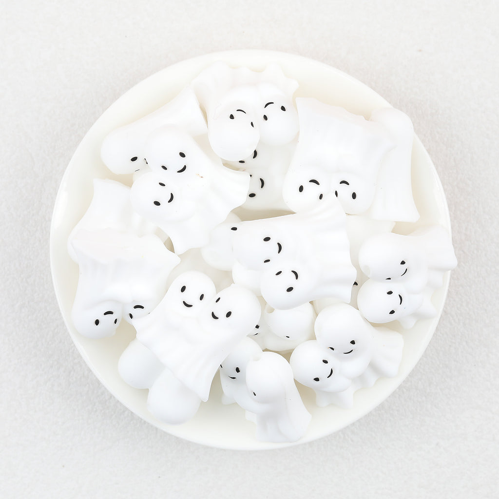 3D Halloween Two Adorable Ghosts Silicone Focal Beads 20Pcs  2