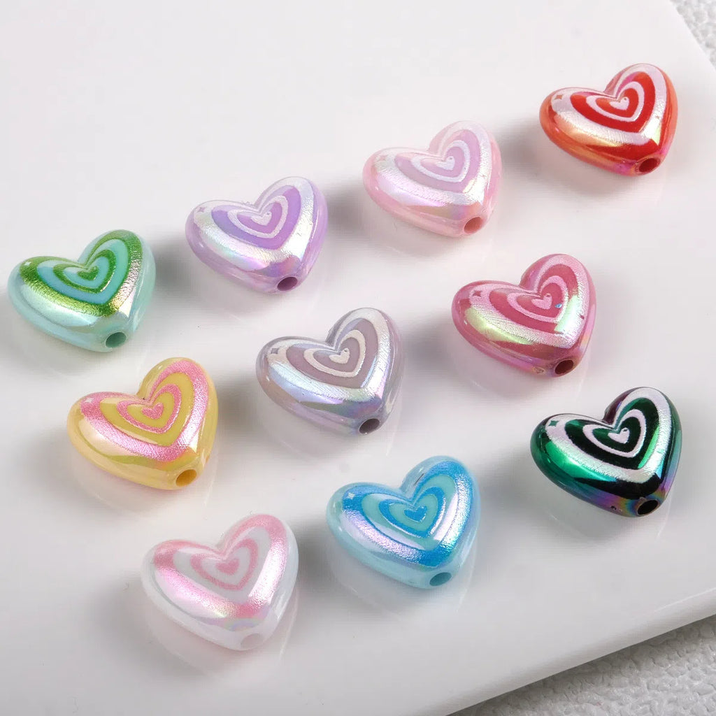 Plating Heart Acrylic Beads 18mm Spiral Pattern Glossy 50pcs 4