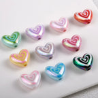 Plating Heart Acrylic Beads 18mm Spiral Pattern Glossy 50pcs 4