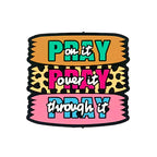 Silicone Focal Beads Pray On Over Through Text Stacked Panels 20pcs
