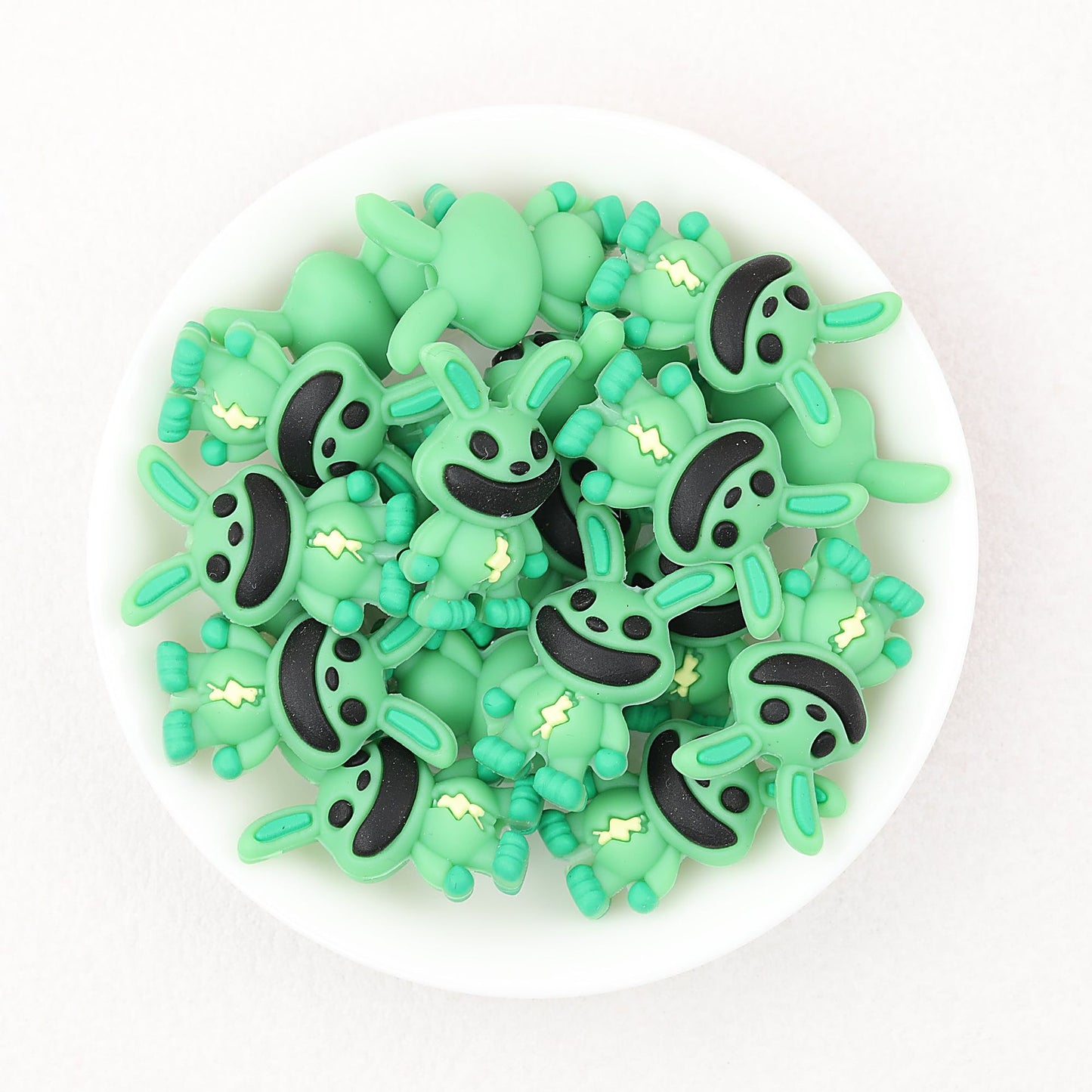Colorful 3D Animal Monster Silicone Focal Beads 20pcs - Green