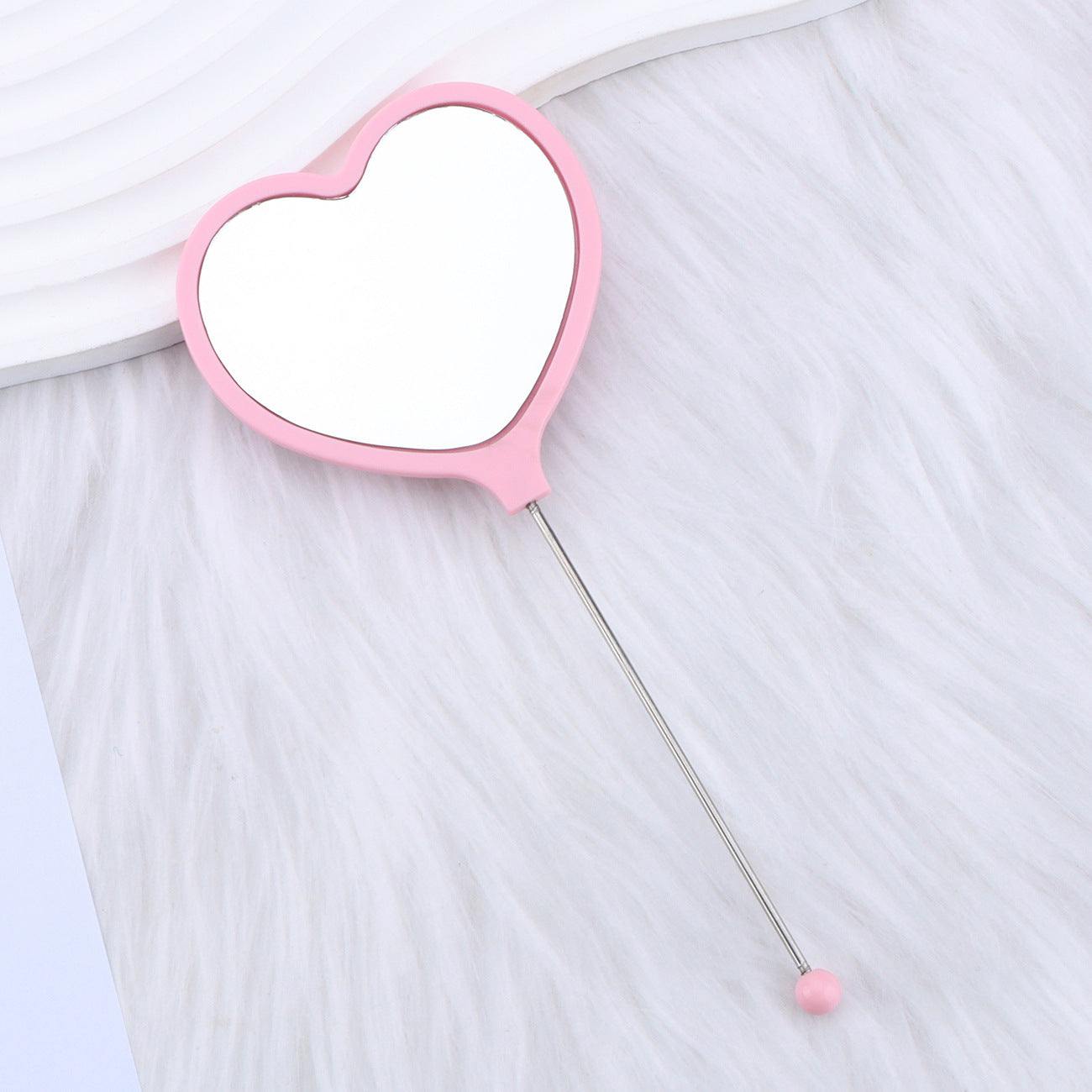 Beadable Plastic Mirrors Handheld Heart-shaped