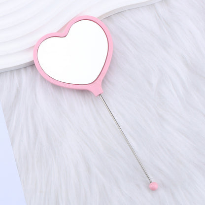 Beadable Plastic Mirrors Handheld Heart-shaped
