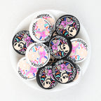Spooky Skull Reading Round Silicone Focal Beads 20Pcs  2