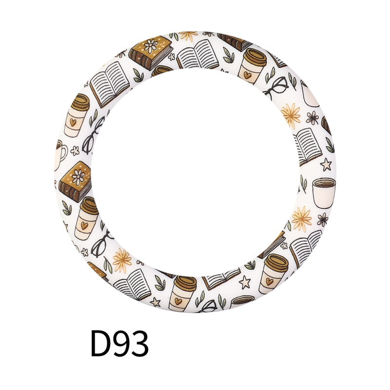 65mm Silicone Beads Printed Designs Vibrant Colors 44