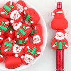 3D Santa Claus silicone focal beads Wholesale, Christmas Design Red Green Gift Details
