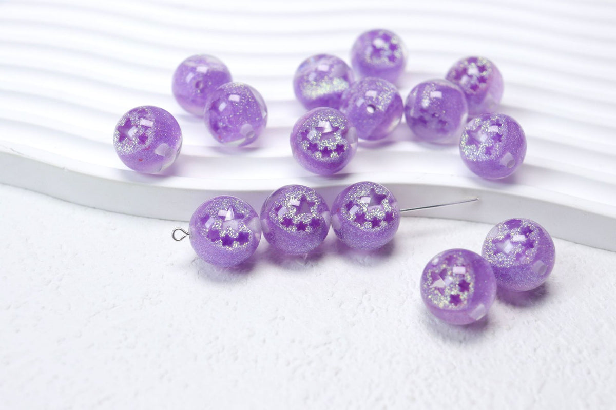 Sparkling Star Resin Round Beads 16mm 50pcs 9