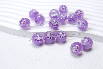 Sparkling Star Resin Round Beads 16mm 50pcs 9