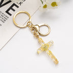Handmade Acrylic Flower Cross Keychain Creative Pastel Colors 7