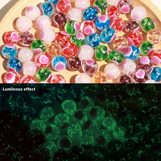Lampwork Glass Beads Heart 10mm Glow In The Dark Painted 50pcs 2