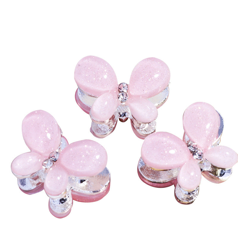 3D Glitter Butterfly Alloy Beads 16mm 2pcs 5