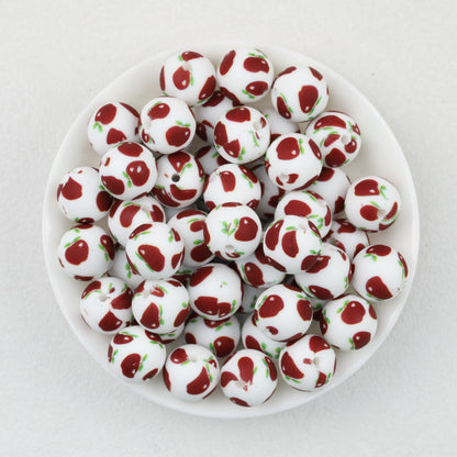 15mm Fruit Pattern Printed Silicone Round Beads 50pcs 6