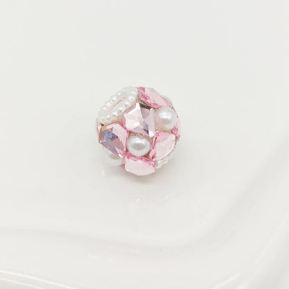 Embellished Bubblegum Beads 16mm Faceted Mini Pearl Paved 4pcs 10