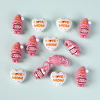 Silicone 3D Focal Beads Mothers Day Pink Hat Gnome Holding Sign 5