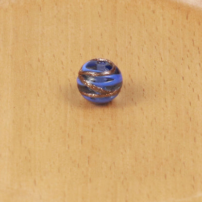Lampwork Glass Beads Round 12 14mm Dual Color Filigree Glitter 50pcs 7