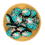 Silicone Focal Beads Cow Cattle Holding Daisy Pastel Turquoise Teacup 20pcs 2