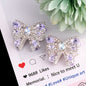 26mm Alloy Full Rhinestone Colorful Bow Ribbon Beads 2pcs 9