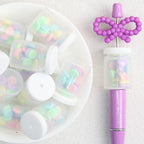 3D Candy Bottle Silicone Focal Beads Wholesale, Pastel Purple Glitter Design