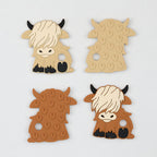 Highland Cattle Silicone Teether Beads Brown and Light Yellow 1 Pcs