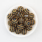 Striped Resin Rhinestone Bubblegum Beads Wholesale, Halloween Black Orange Gold Design, 20mm