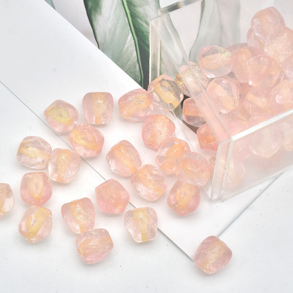 Resin Octagonal Faceted Candy Heart Beads 10mm Sparkling 100pcs 10