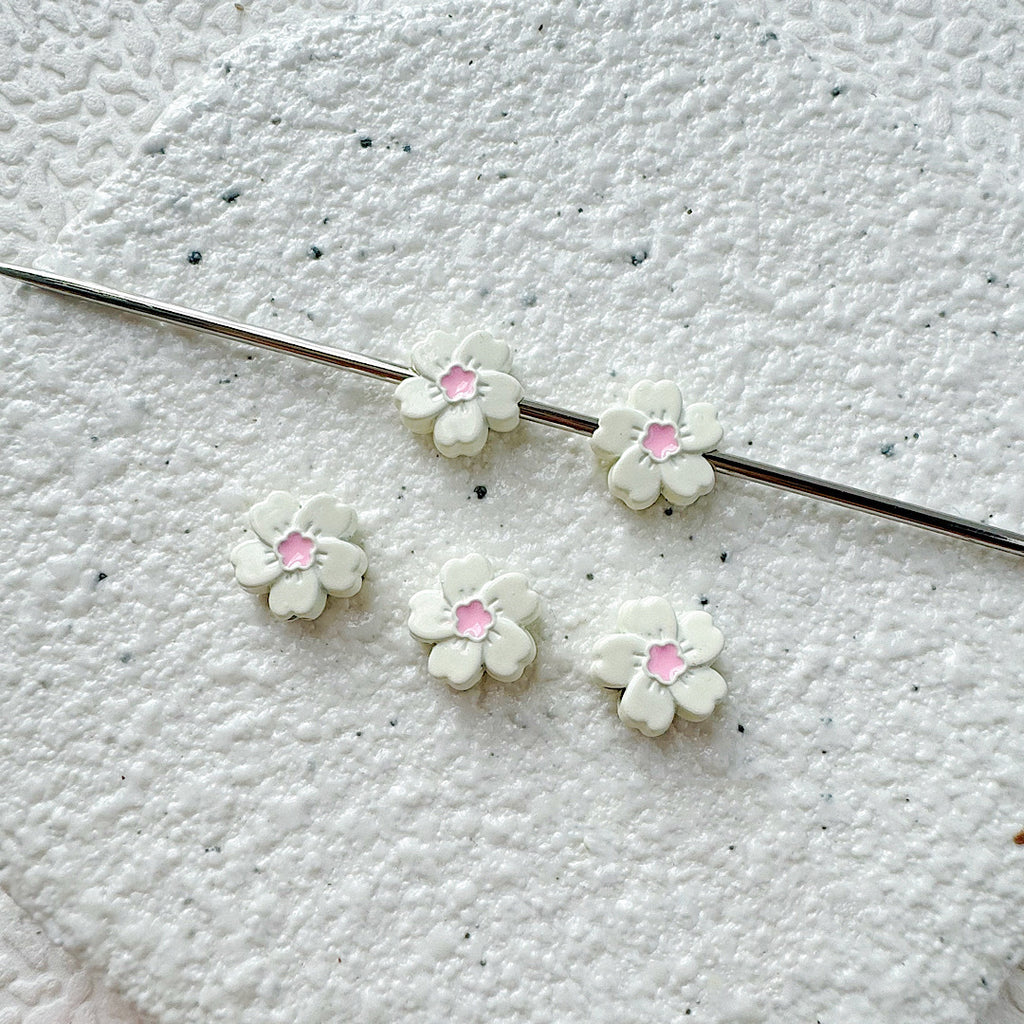 Flower Metal Beads 10mm Baking Painted Cherry Blossom 20pcs 6