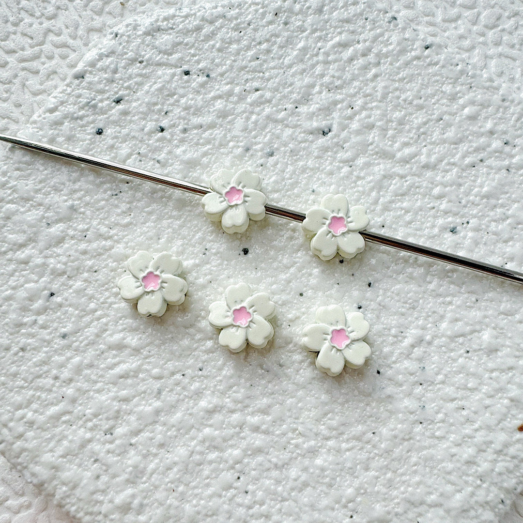 Flower Metal Beads 10mm Baking Painted Cherry Blossom 20pcs 6