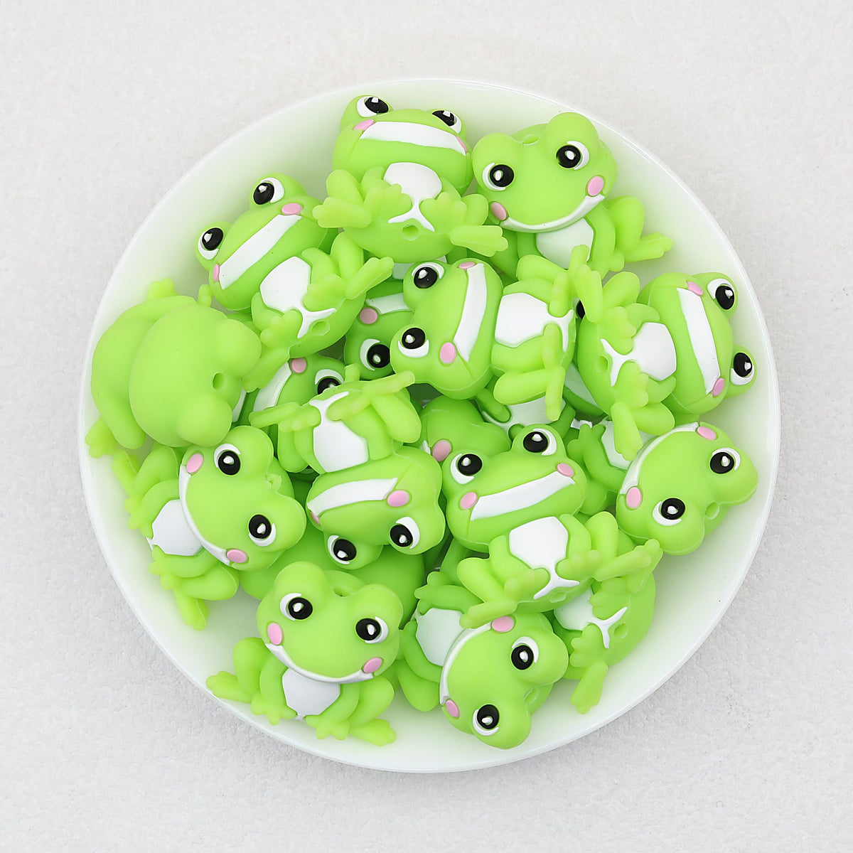 3D Smiling Frog Silicone Focal Beads 20 pcs